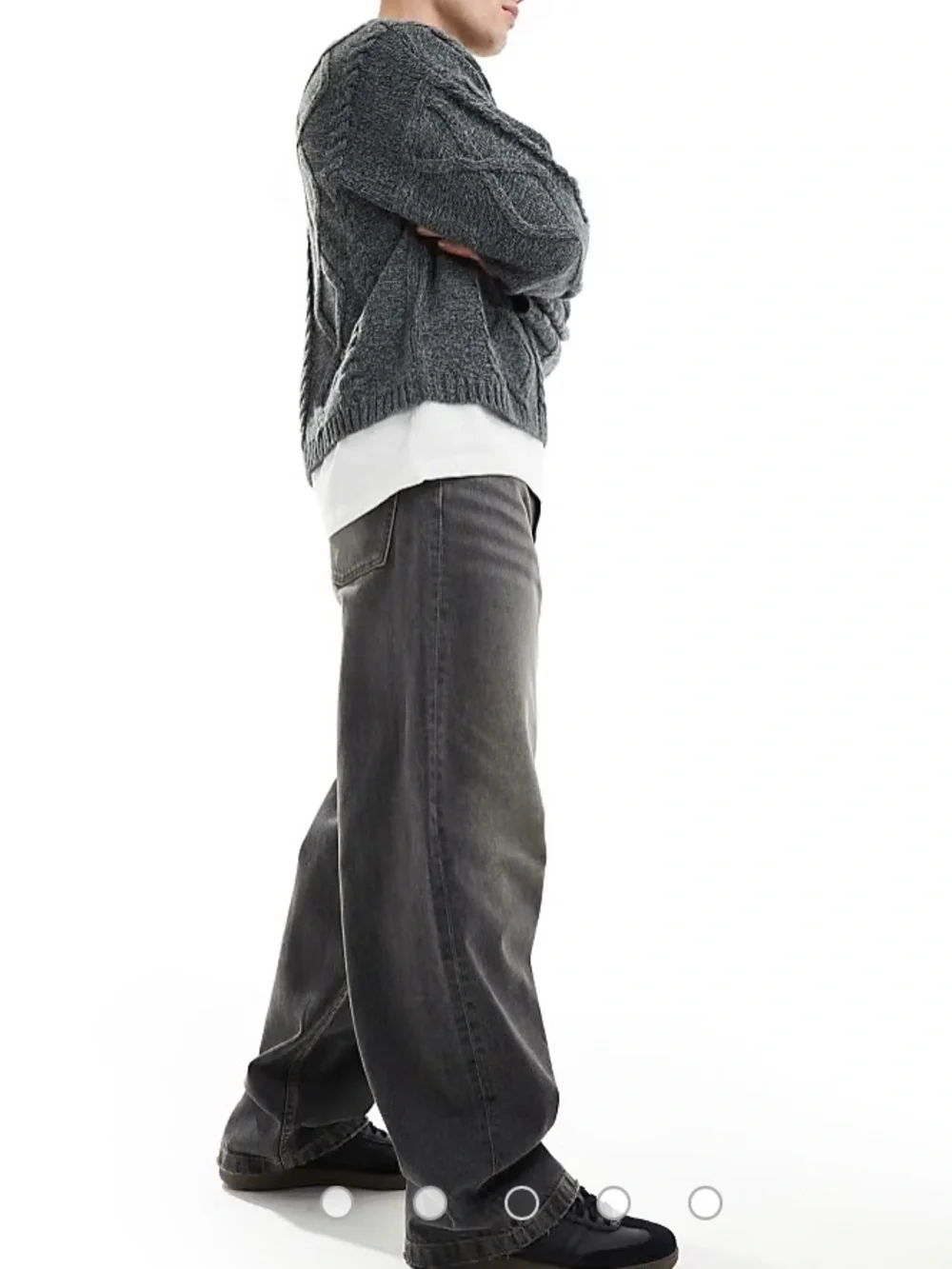ASOS Wide Leg Jeans 36 x 34 baggy relaxed charcoal gray